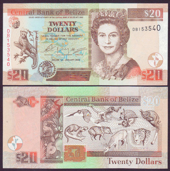 2003 Belize $20 (Unc)